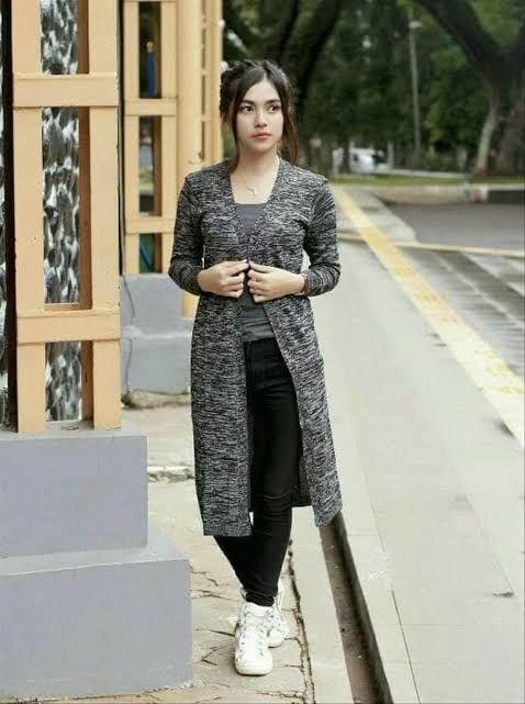 Rajut Long Cardy Hitam