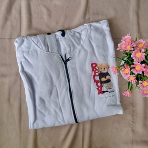 ini adalah Jaket Relax Putih, size: LD 103cm, material: Fleece, color: white, brand: Jaketrelaxkanor, age_group: all ages, gender: unisex