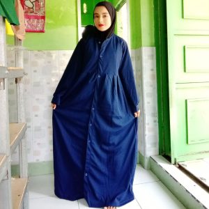 Ini adalah Gamis Kaima Navy size: L, material: Lemonskin, color: Nevy, brand: Gamiskaimabjn, age_group: all ages, style: casual style, gender: female, pattern: plain,